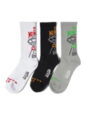 画像1: Haight M.C BURGER SOCKS Black RAT HOLE STUDIOS グラフィック ソックス (1)