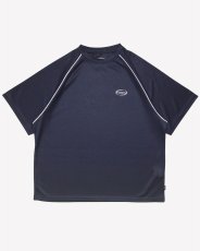 画像2: Haight OVAL LOGO DRY Tee Navy パイピング ドライ 半袖 Tシャツ (2)