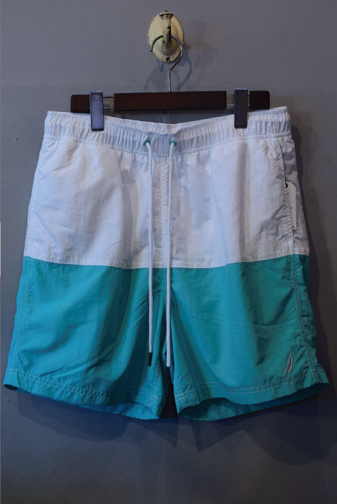 Nautica ノーティカ 2tone Swim Shorts White Teal 切替 ツートーン スイム ショーツ ホワイト グリーン ショート パンツ Nylon Shellter