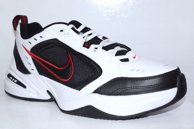 nike air monarch iv black white red