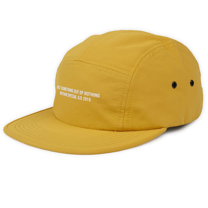 Nothin' Special(ナッシン スペシャル) Out Of Nothing 5-Panel Nylon Camp Cap Yellow ナイロン キャンプ キャップ ジェット Made In USA