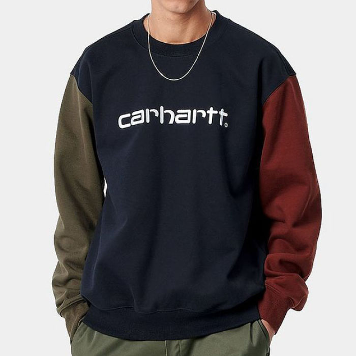 Carhartt WIP ロゴ パッチ クルーネック スウェットシャツ(裏起毛)
