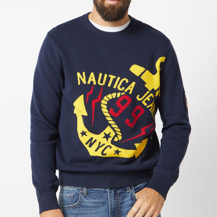 画像1: Anchor Crew Neck Knit Sweater アンカー クルーネック コットン ニット ノーチカ セーター (1)