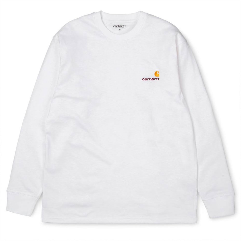American Script L/S Tee 長袖 ロゴ Tシャツ White ホワイト