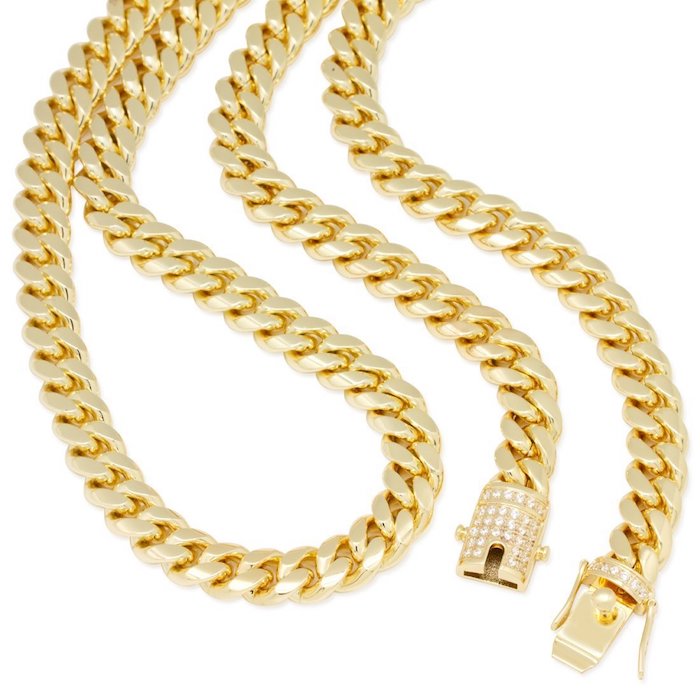 10mm Miami Cuban Curb Chain Necklace Stainless Steel 14K Gold plating ネックレス  マイアミ キューバン ゴールド リンク チェーン