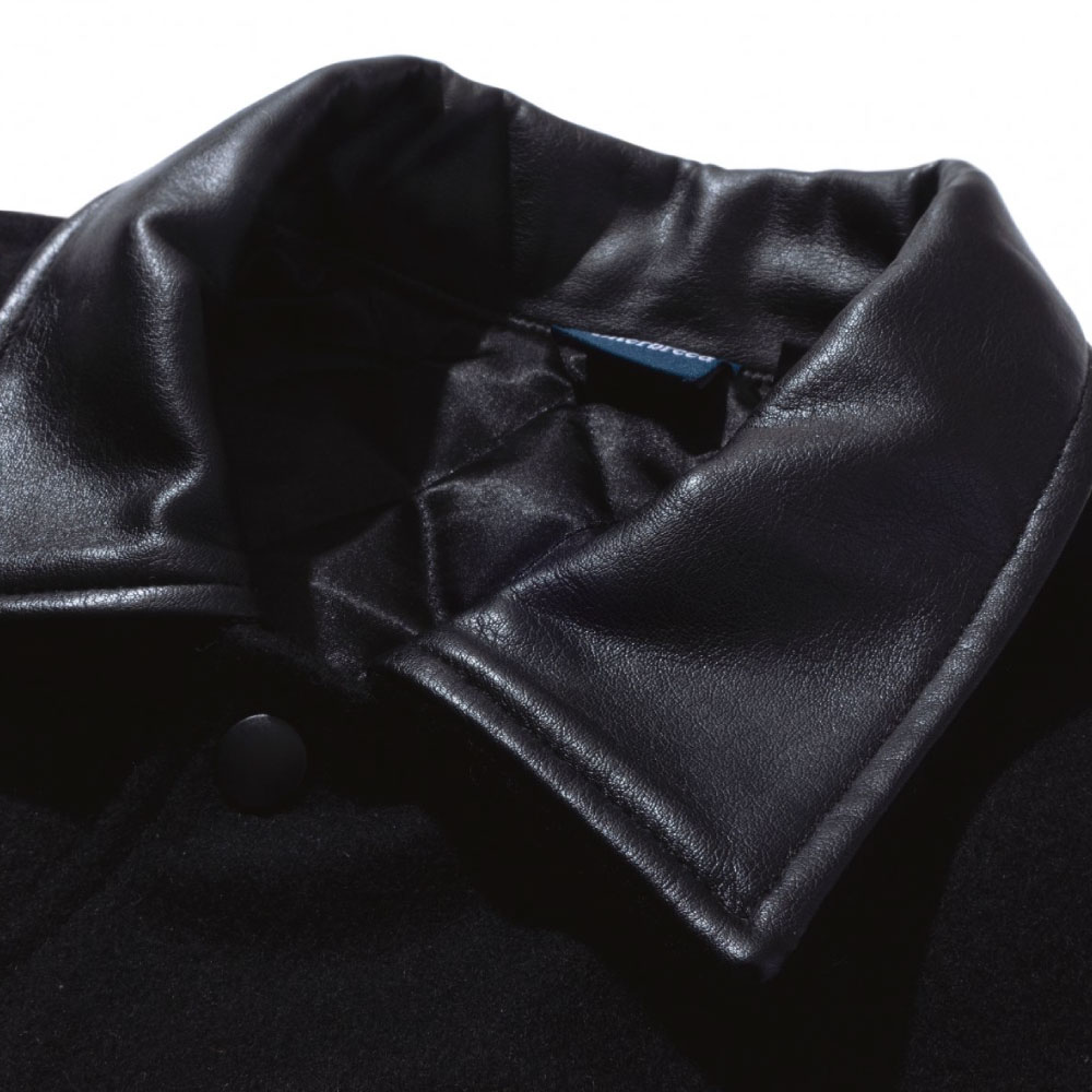 SHELLTER ONLINE SHOPはInterbreed(インターブリード)正規取扱 / Interbreed(インターブリード)のx Raw  Varsity Jacket ロウ スタジャン バーシーティー ジャケット Black公式通販サイト / Interbreed (インターブリード)の服や新作アイテムをオンラインでご購入いただけます。