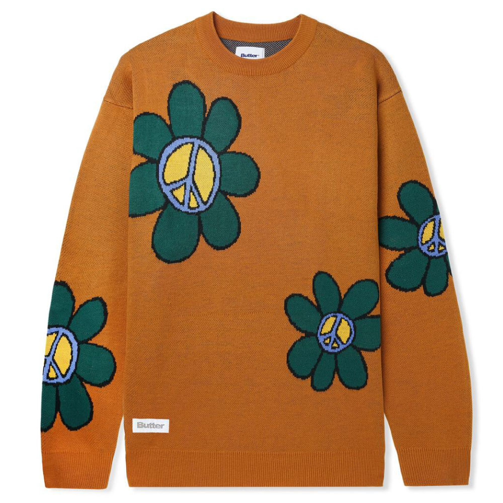 Flowers Knit Sweater フラワー クルーネック ニット セーター