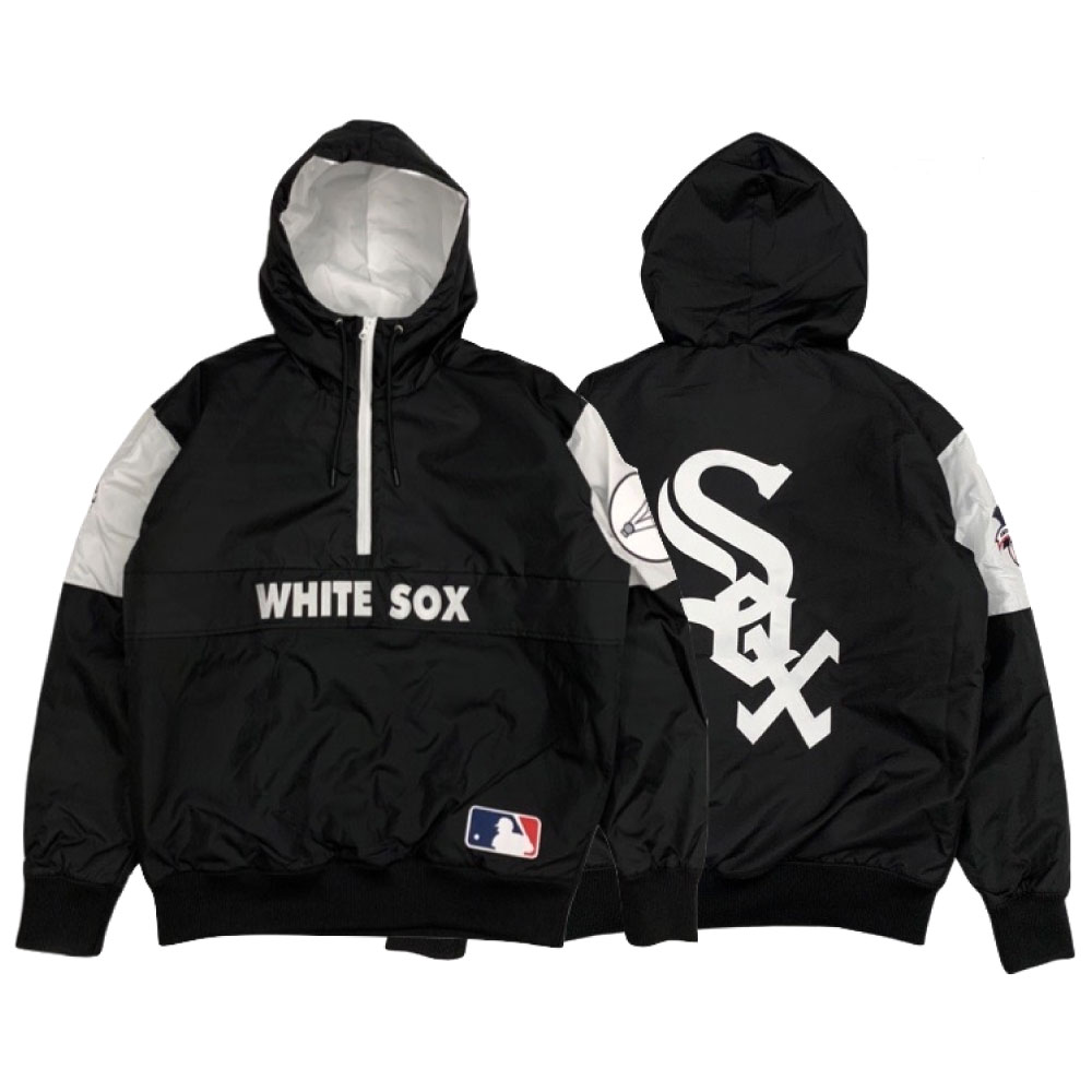 X Chicago White Sox Pullover Nylon Hooded Jacket シカゴ ホワイト ソックス ハーフジップ ナイロン  プルオーバー ジャケット MLB 公式 Official
