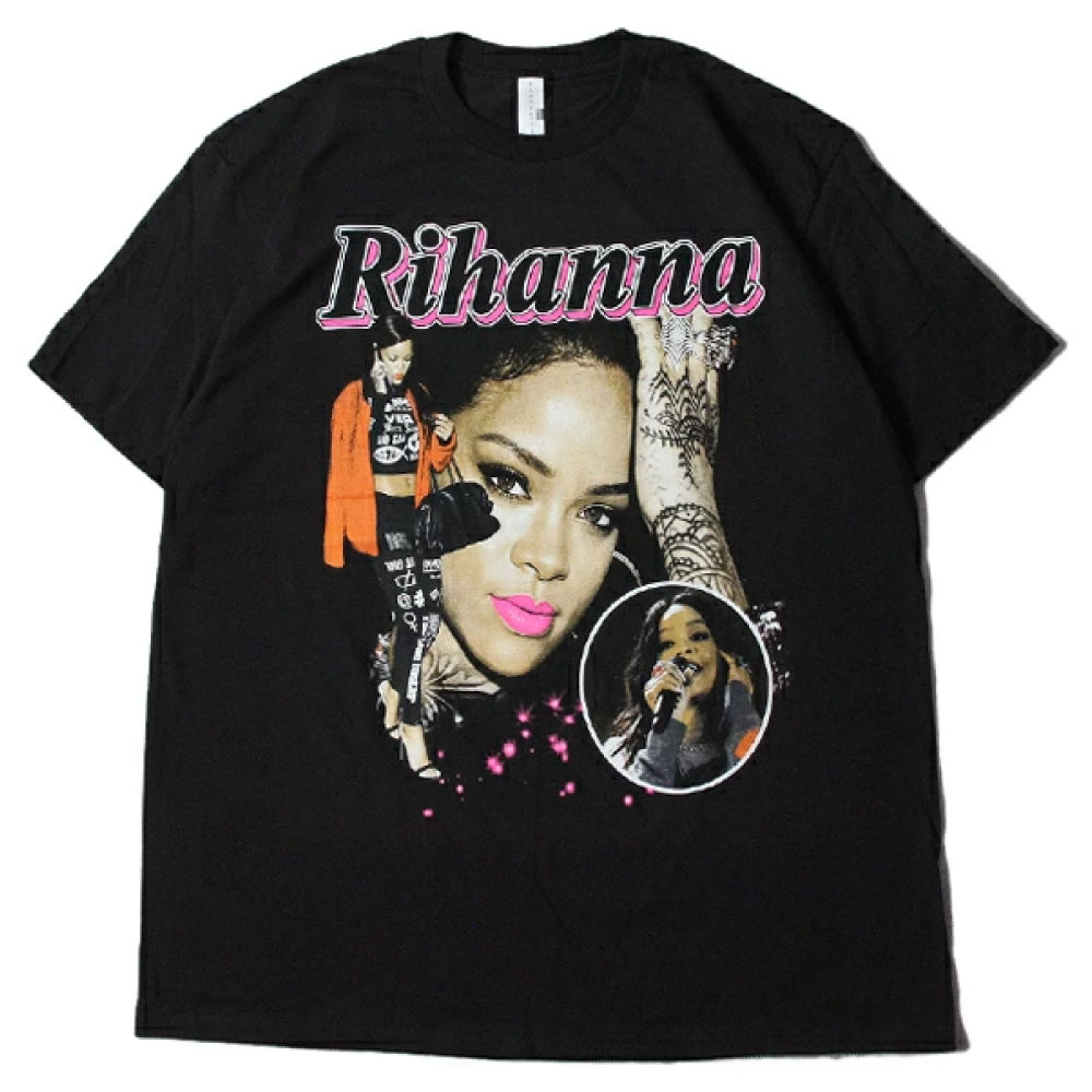 画像1: Music S/S Tee Rihanna Black オフィシャル リアーナ フォト Tシャツ Official (1)
