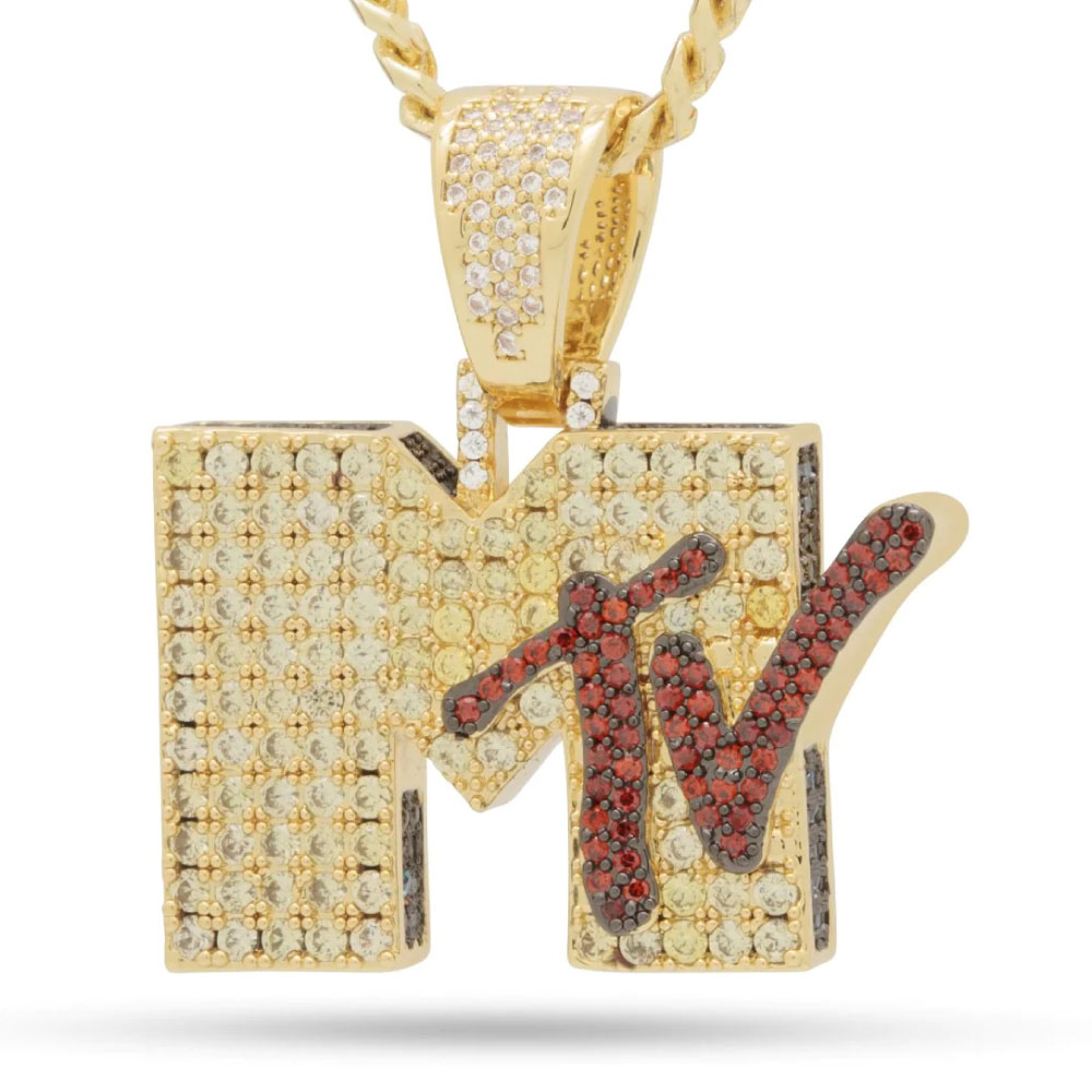 画像1: × MTV Iced Classic Logo Necklace Miami Cuban Chain エムティービー ロゴ ネックレス (1)