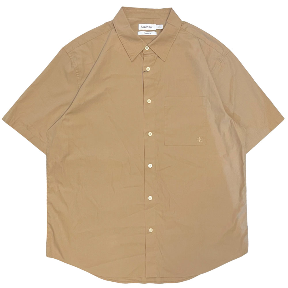 画像1: Easy S/S Solid Cotton Camp Shirt Relaxed Fit リラックス ソリッド コットン 半袖 シャツ (1)