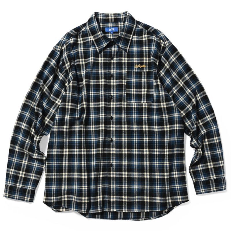 画像1: Script Logo Plaid Flannel L/S Shirts NVY タータン フランネル チェック 長袖 シャツ (1)