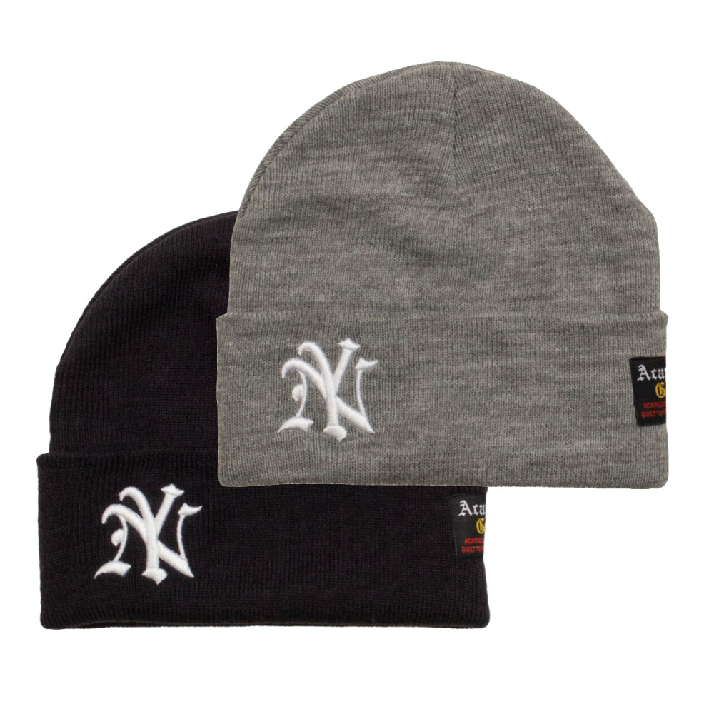 画像1: NY Logo Beanie Knit Cap ニューヨーク ビーニー ニット キャップ 帽子 (1)