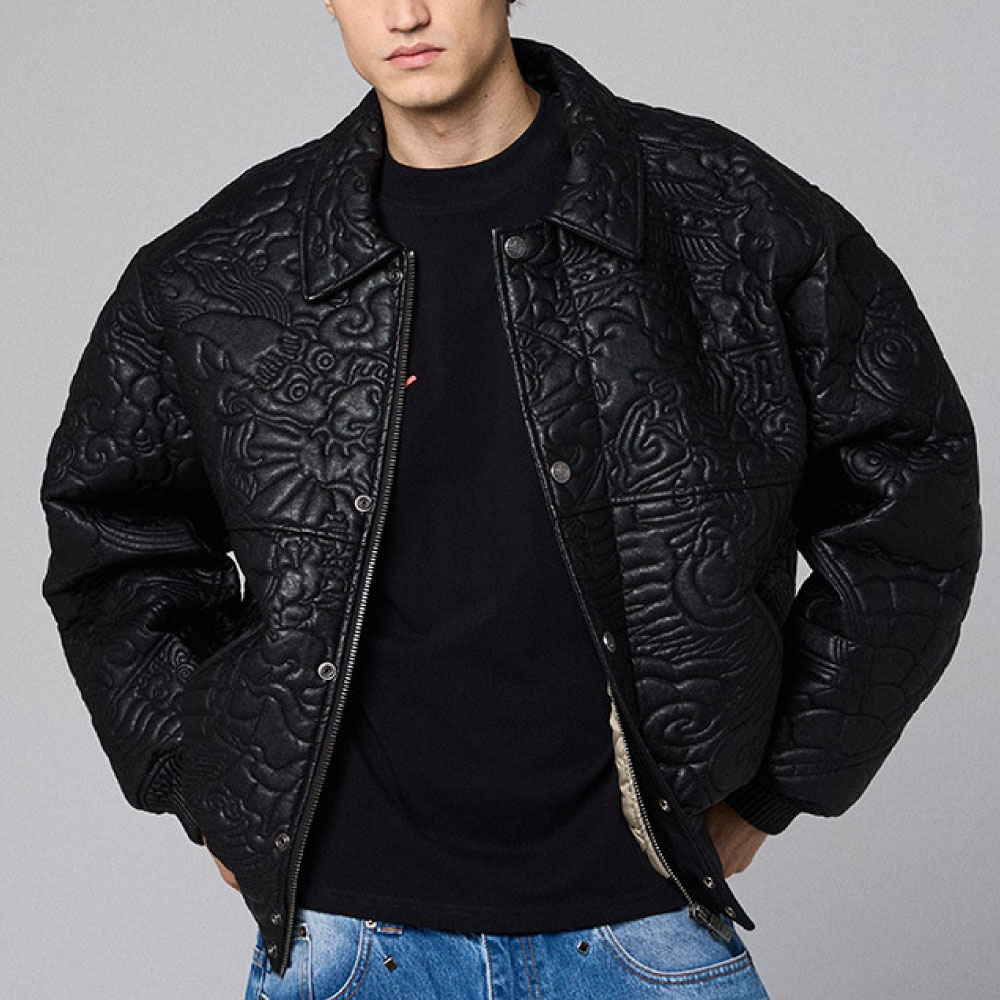 Sampans PU Leather Jacket Black フェイク レザー ジャケット